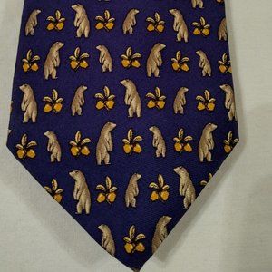 Brooks Brothers 100% Pure Silk Bear Motif Tie. Purple